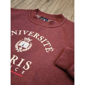 Paris Tour Universite Paris France Crewneck Sweatshirt Maroon Burgundy Small